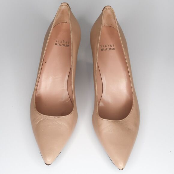 Stuart Weitzman Womens Heels Size 8 Pink Pointy Toe Leather Office Classic 90s - Picture 2 of 9